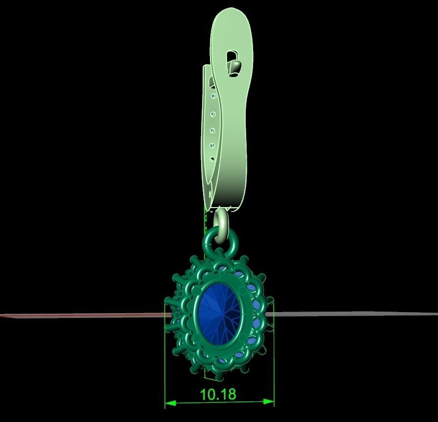 set Earring and ring  oval Style Dangle 3D Model Collection_10