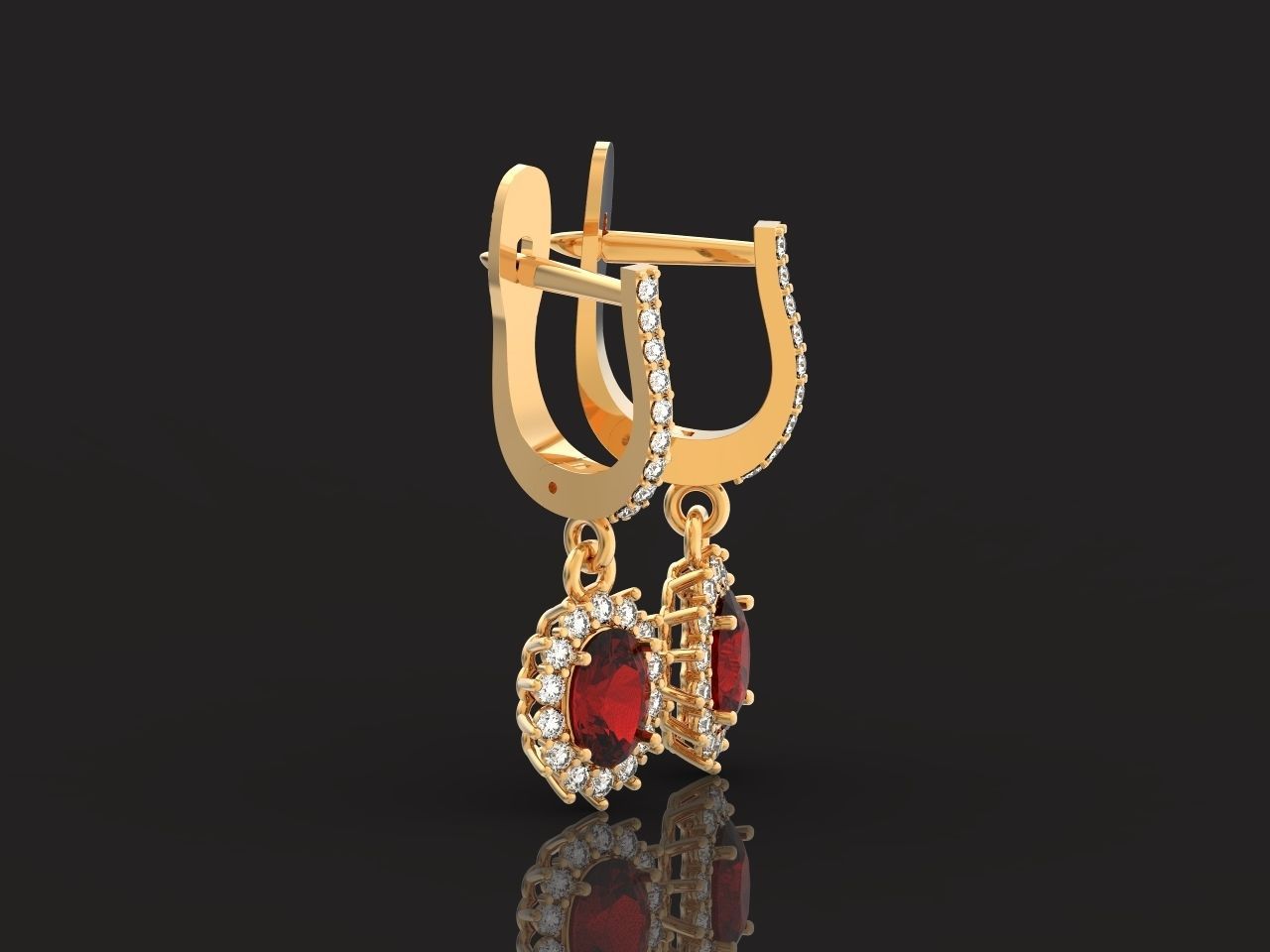 set Earring and ring  oval Style Dangle 3D Model Collection_18