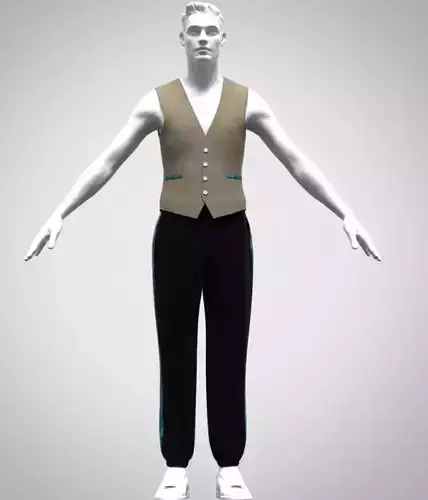 Mens waistcoat rigged model  Low-poly 3D model