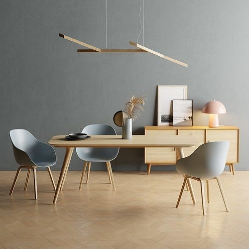 Dining Set Scandinavian Style 3D model