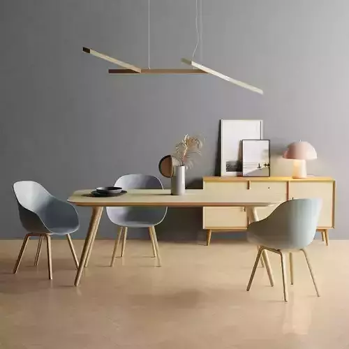 Dining Set Scandinavian Style 3D model