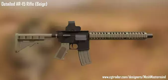 Detailed Modular AR-15 Assault Rifle Beige Edition