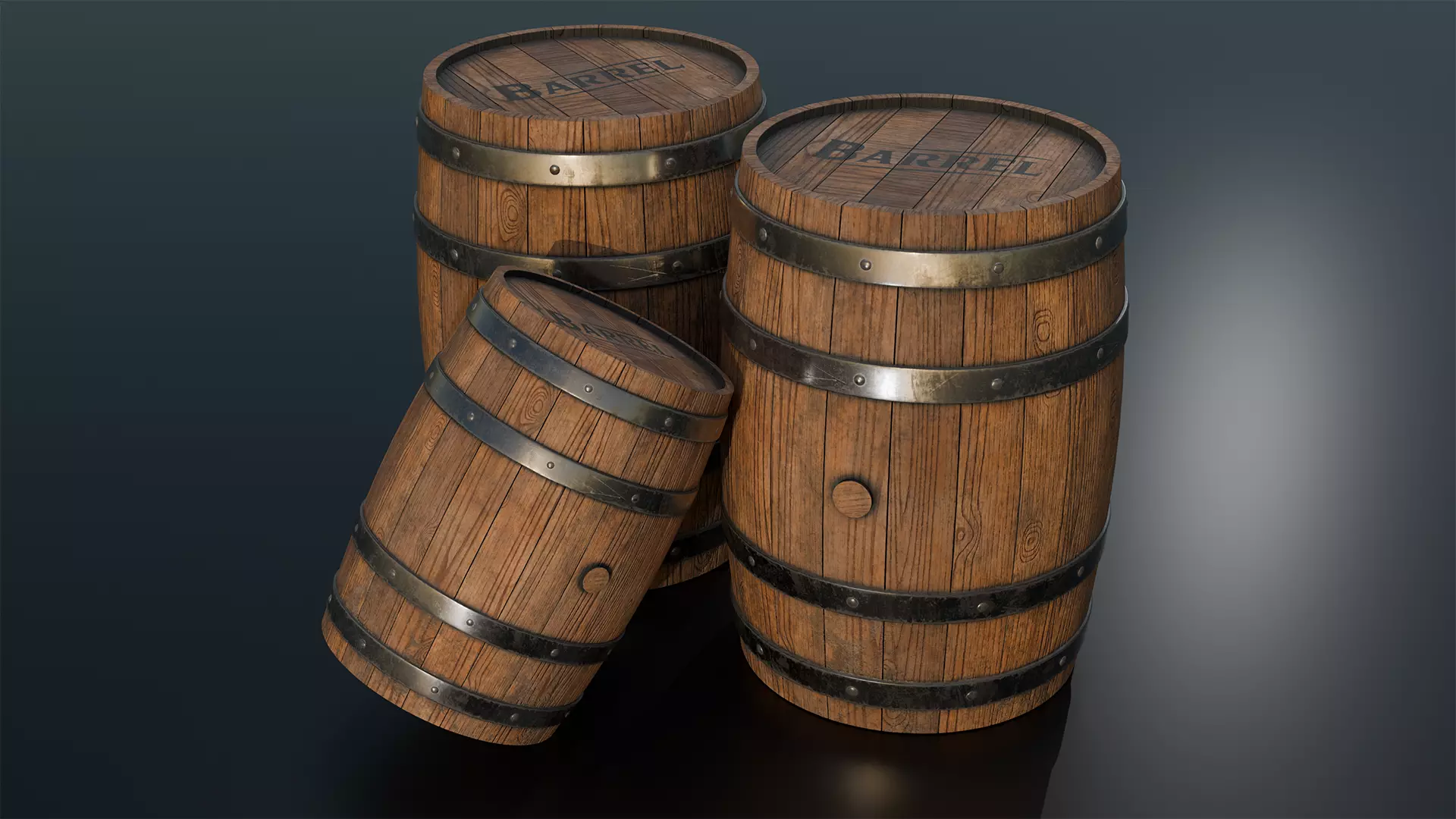 Wooden Barrel 3D model_0
