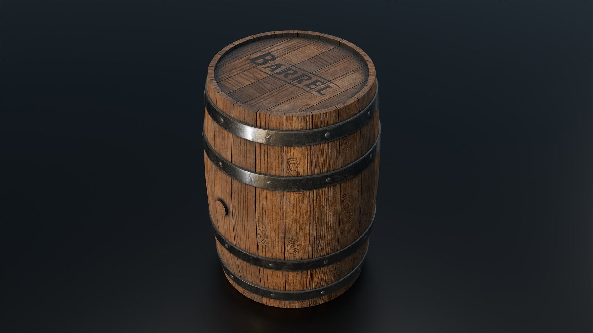 Wooden Barrel 3D model_1