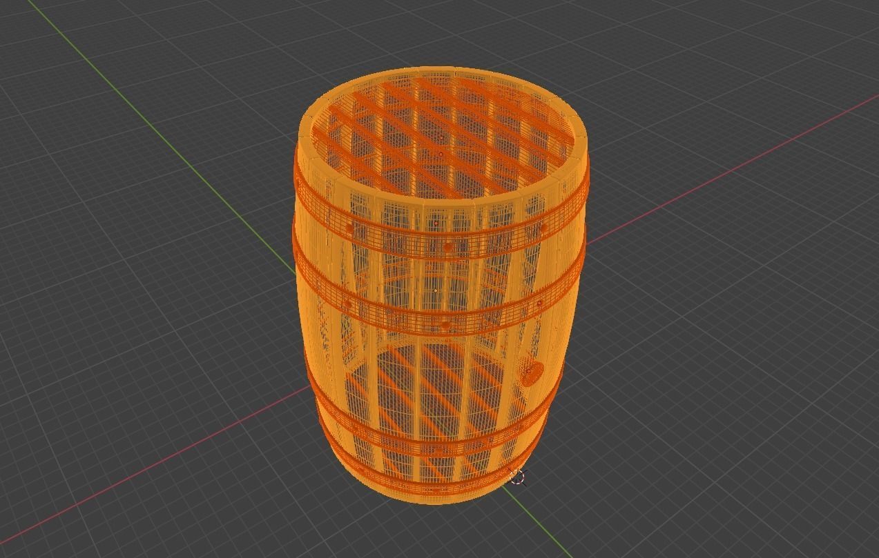 Wooden Barrel 3D model_4