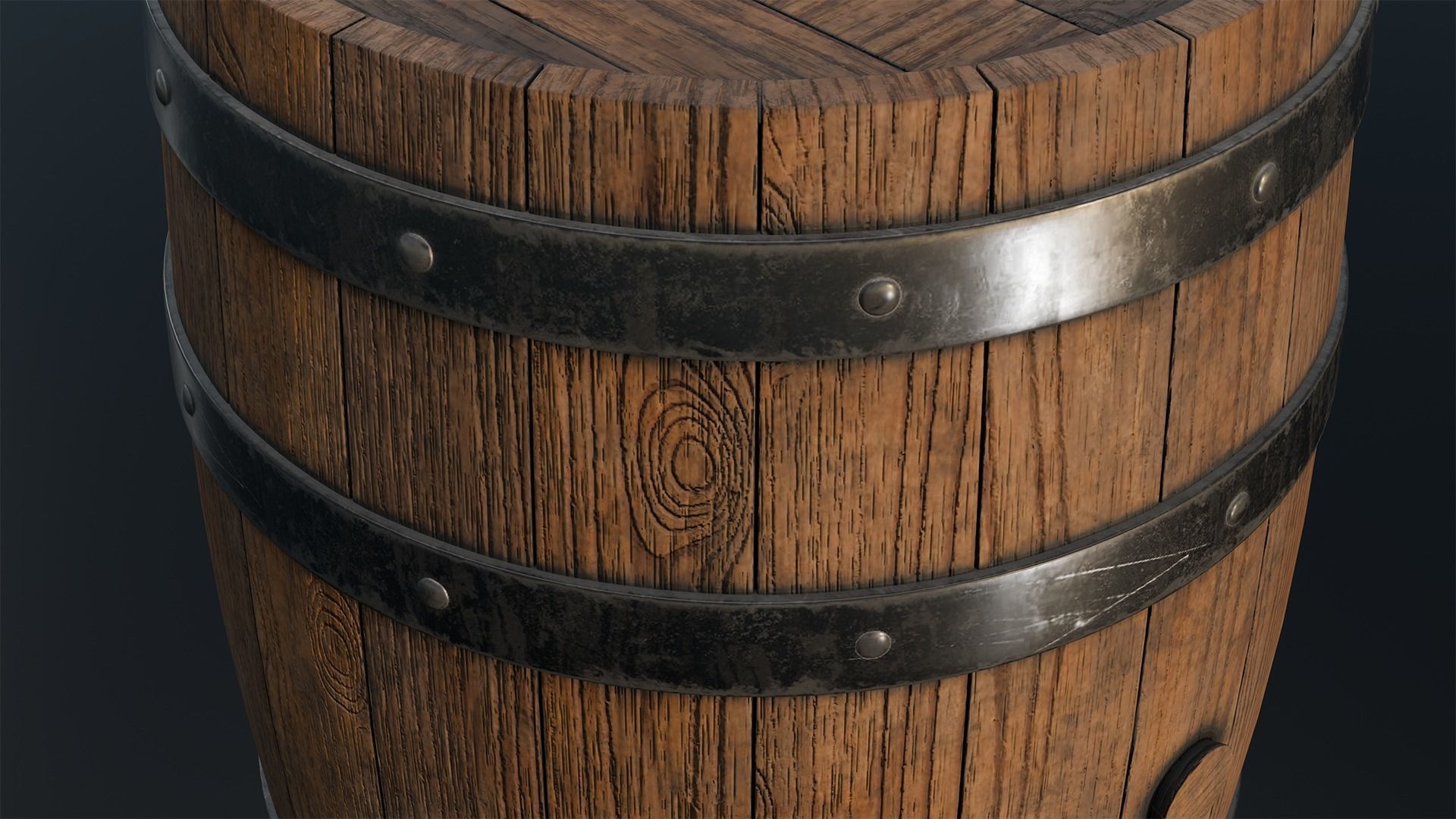 Wooden Barrel 3D model_2