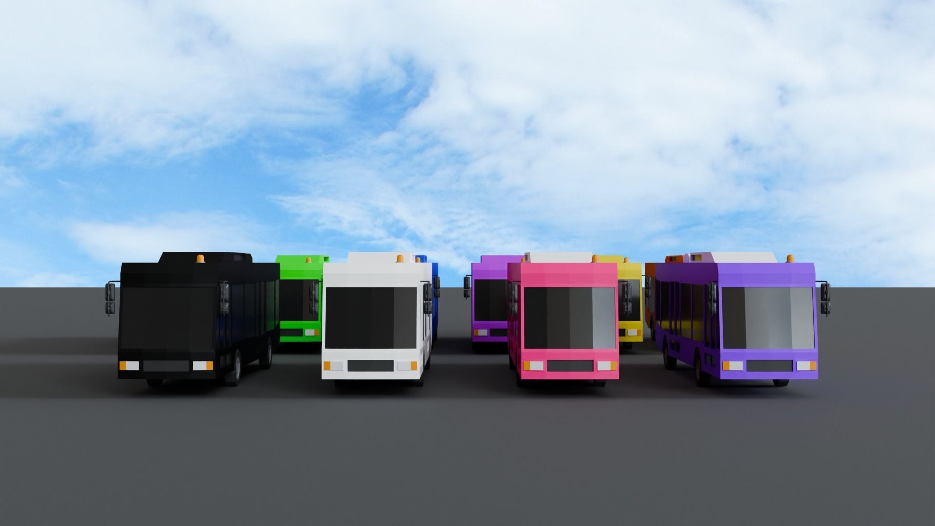 Bus Collection 070546 Low-poly 3D model_1
