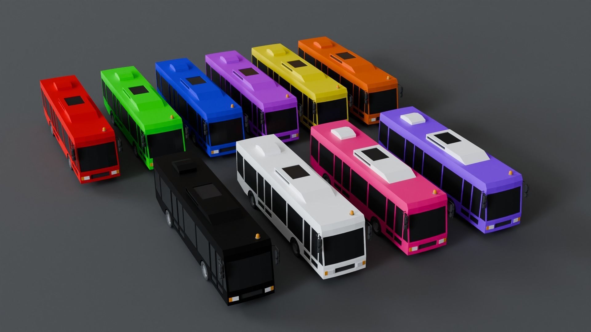 Bus Collection 070546 Low-poly 3D model_2