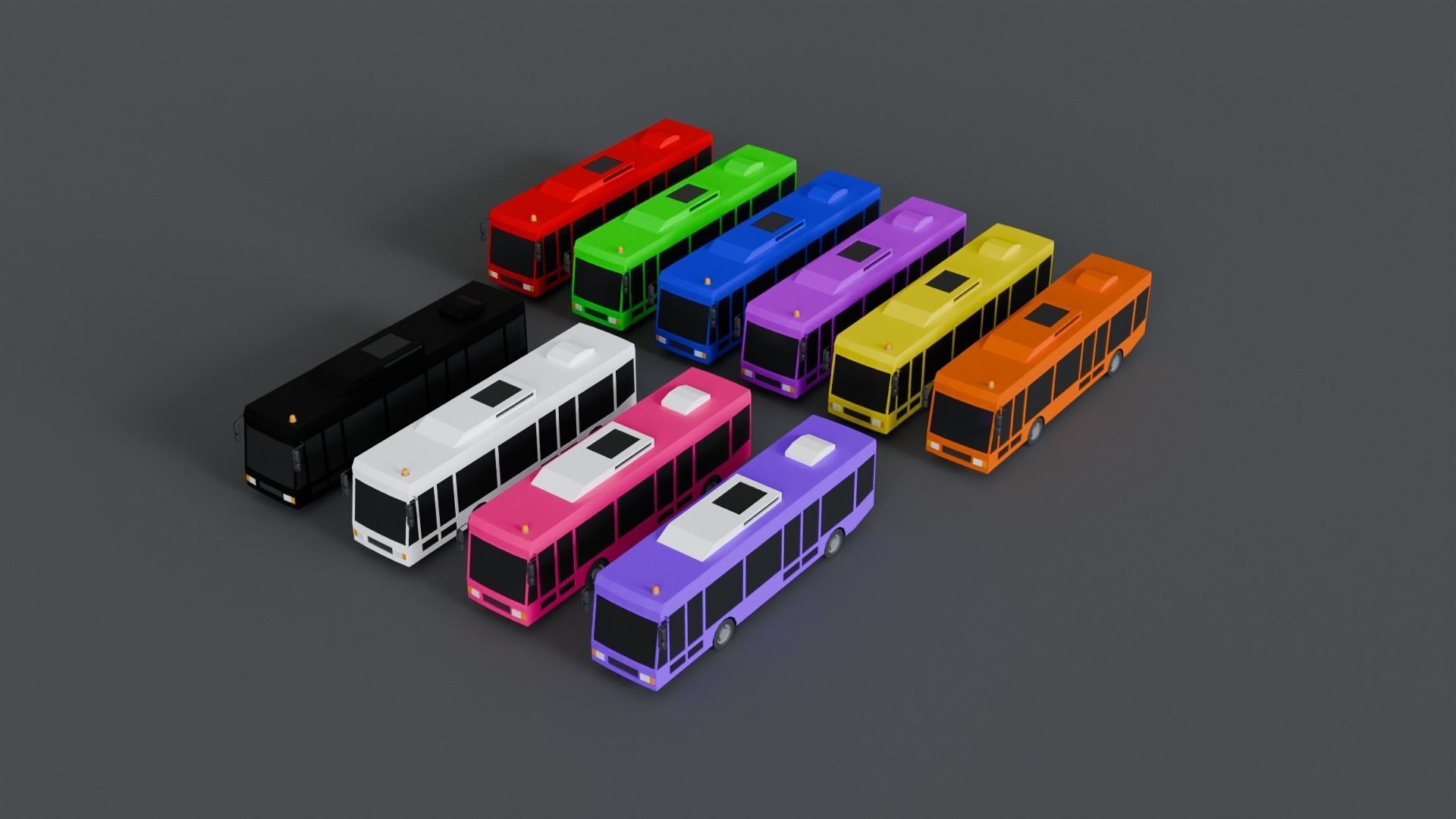 Bus Collection 070546 Low-poly 3D model_3