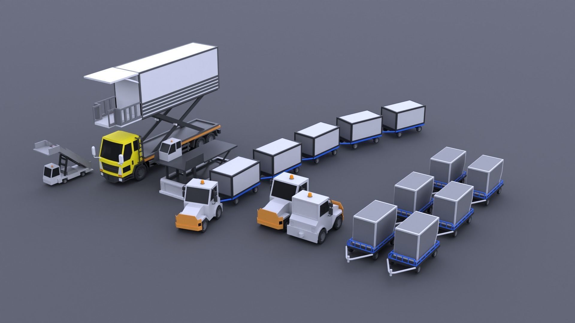 Car Plane Container Pack 070519 Low-poly 3D model_1