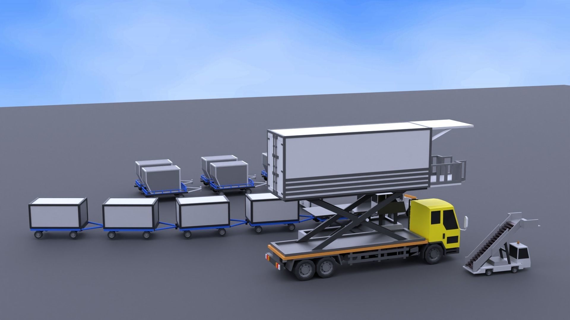 Car Plane Container Pack 070519 Low-poly 3D model_3