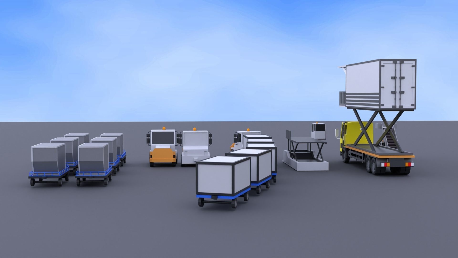 Car Plane Container Pack 070519 Low-poly 3D model_4