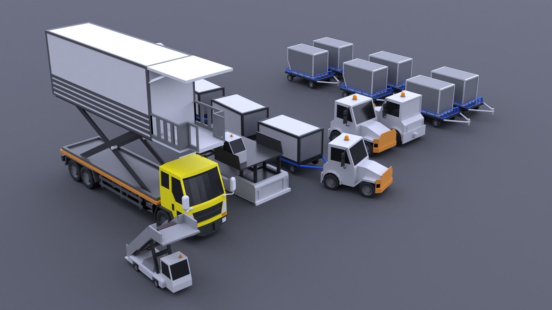 Car Plane Container Pack 070519 Low-poly 3D model_2