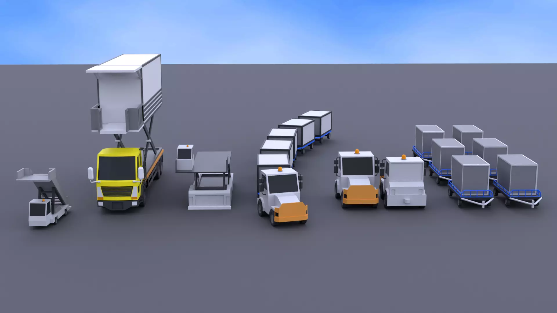 Car Plane Container Pack 070519 Low-poly 3D model_0