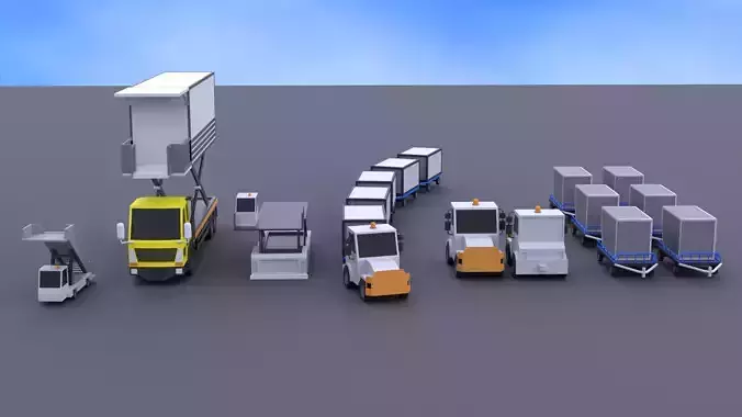 Car Plane Container Pack 070519 Low-poly 3D model