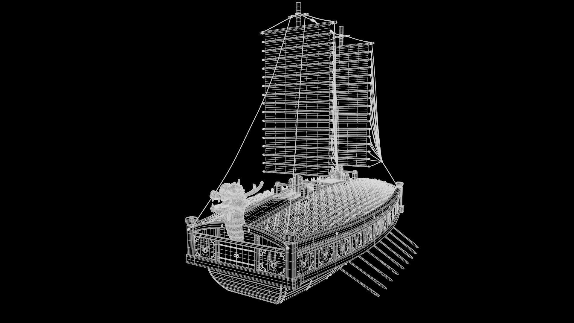 Ancient Korean turtle boat in Jinhae 3D model_10