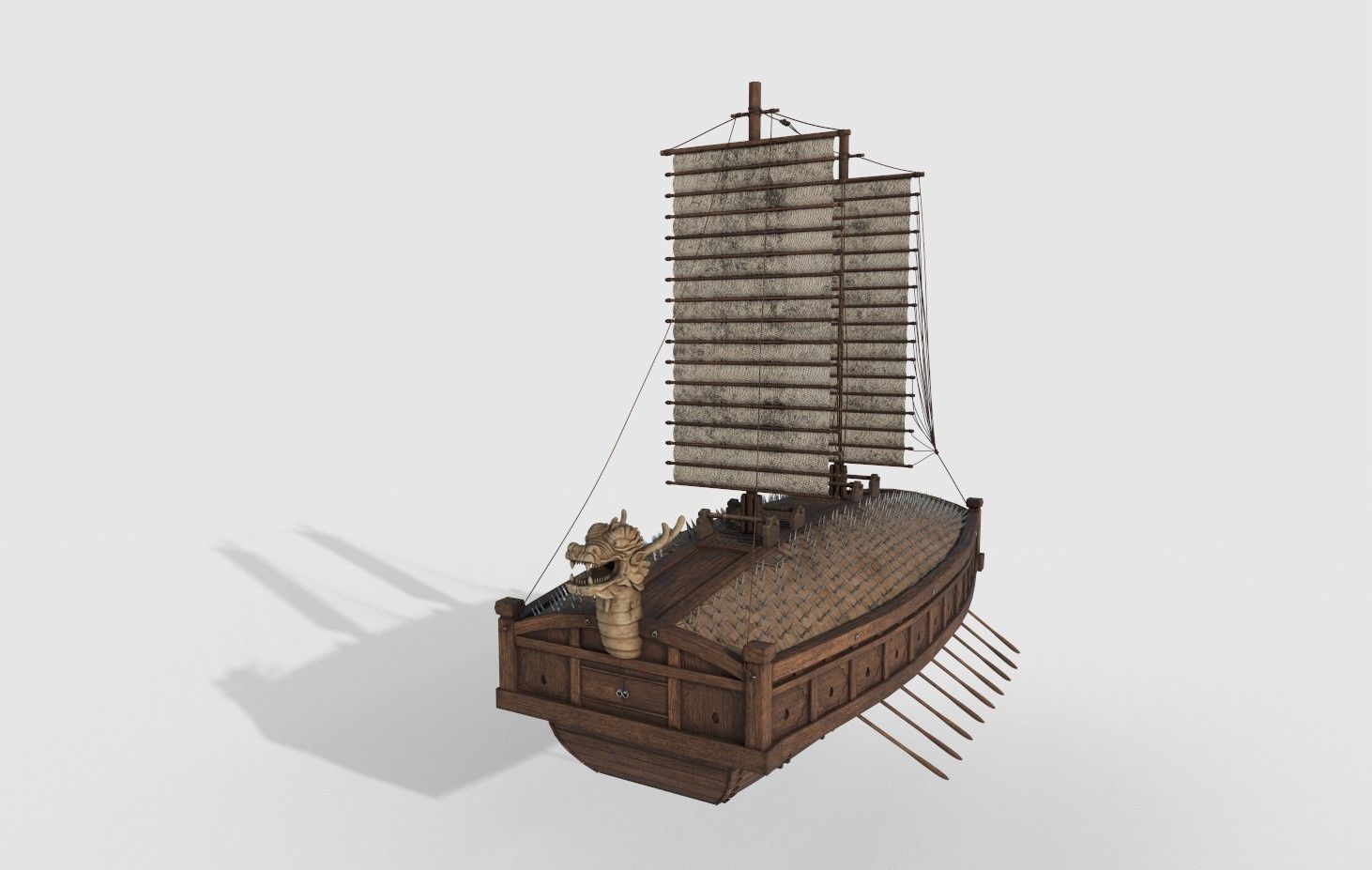 Ancient Korean turtle boat in Jinhae 3D model_2