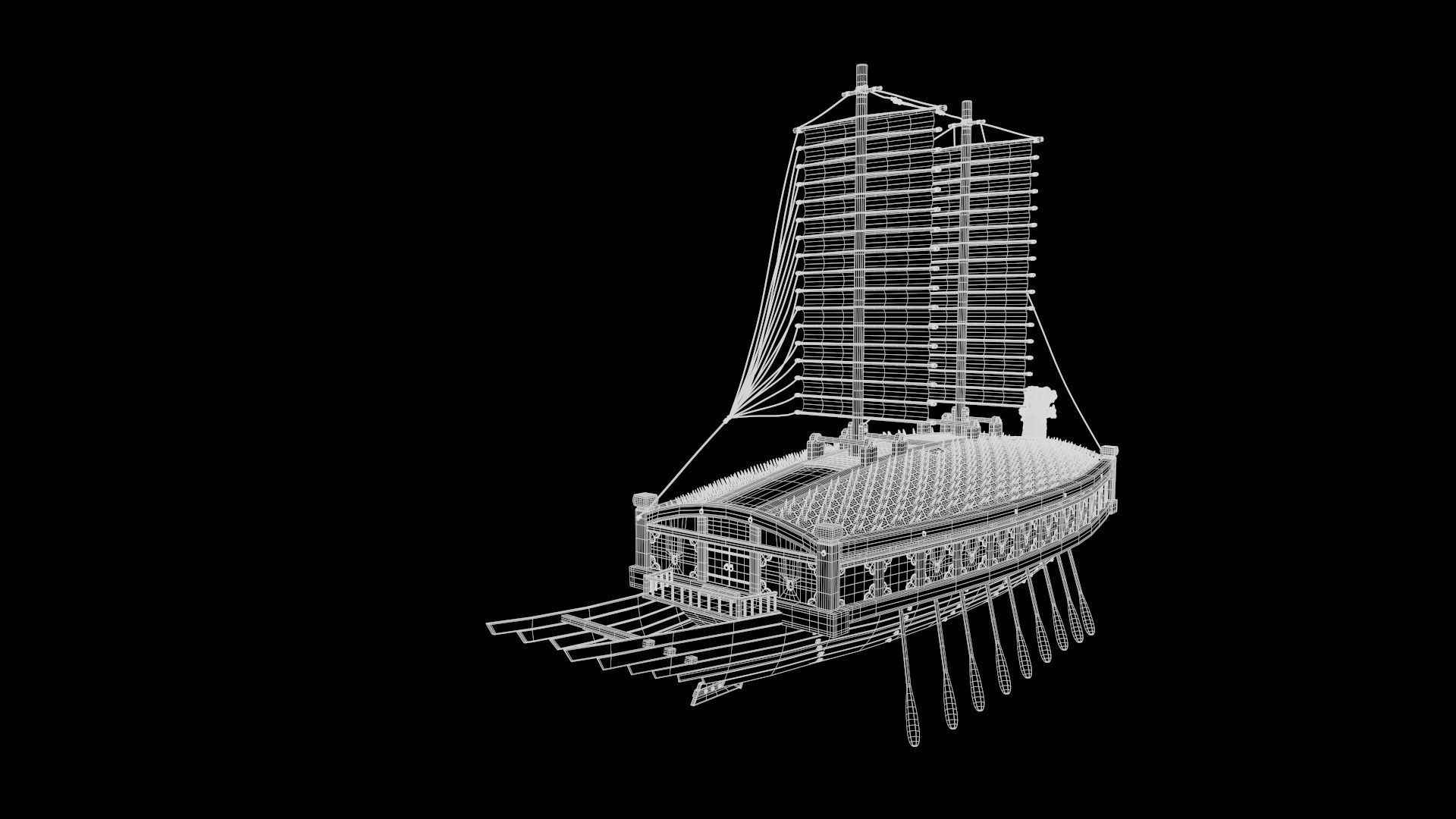 Ancient Korean turtle boat in Jinhae 3D model_12