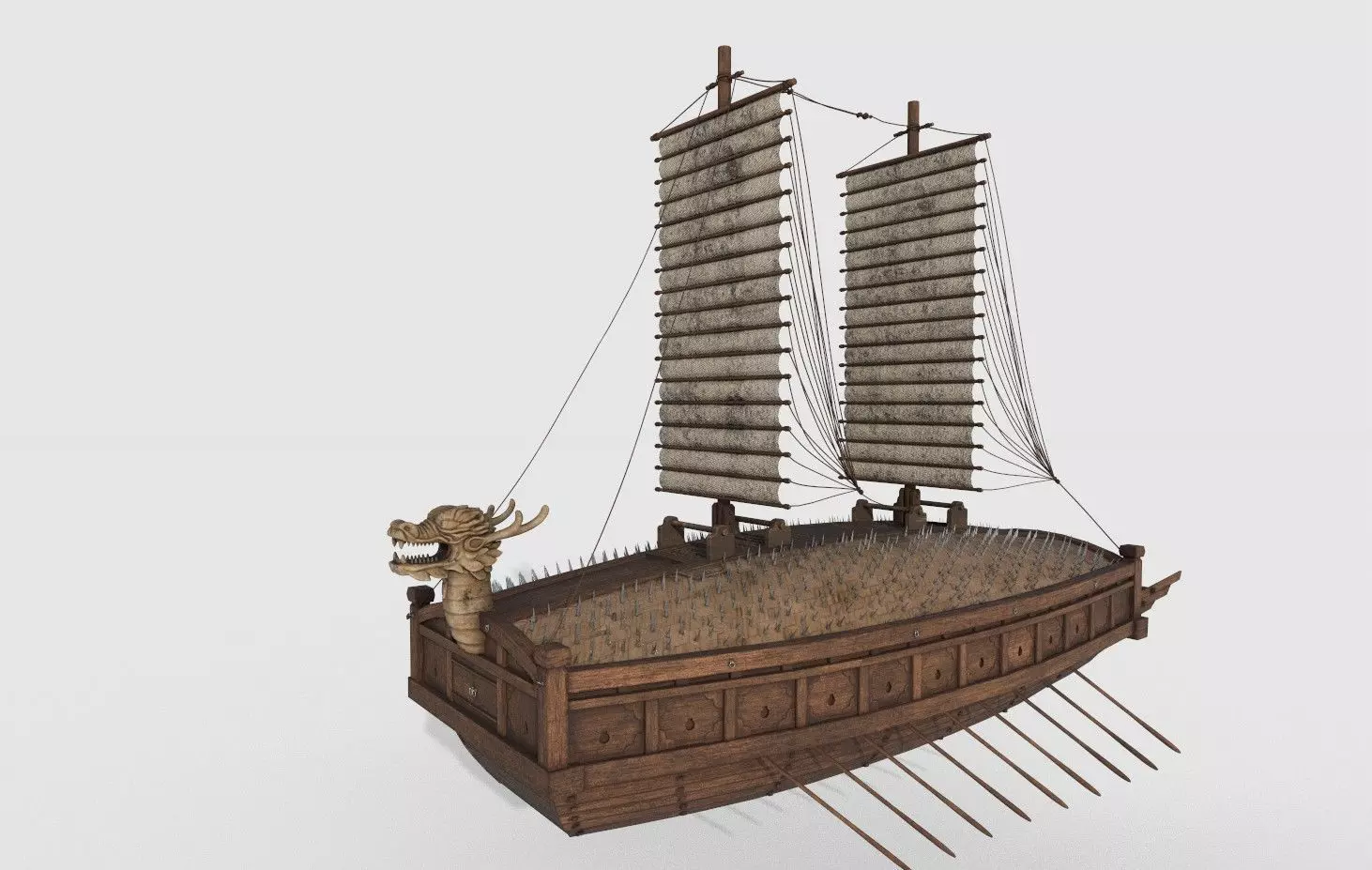 Ancient Korean turtle boat in Jinhae 3D model_0