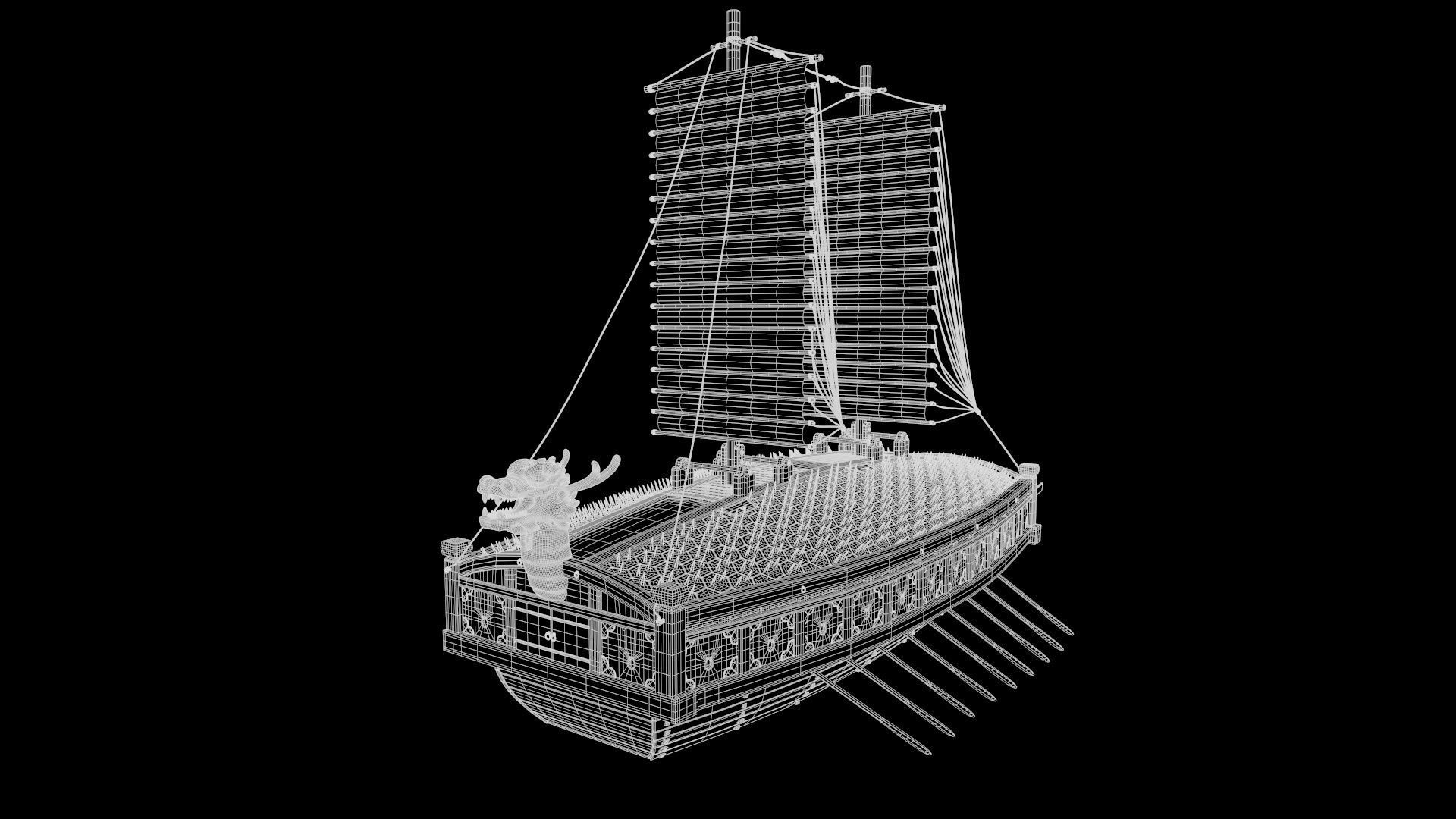 Ancient Korean turtle boat in Jinhae 3D model_13
