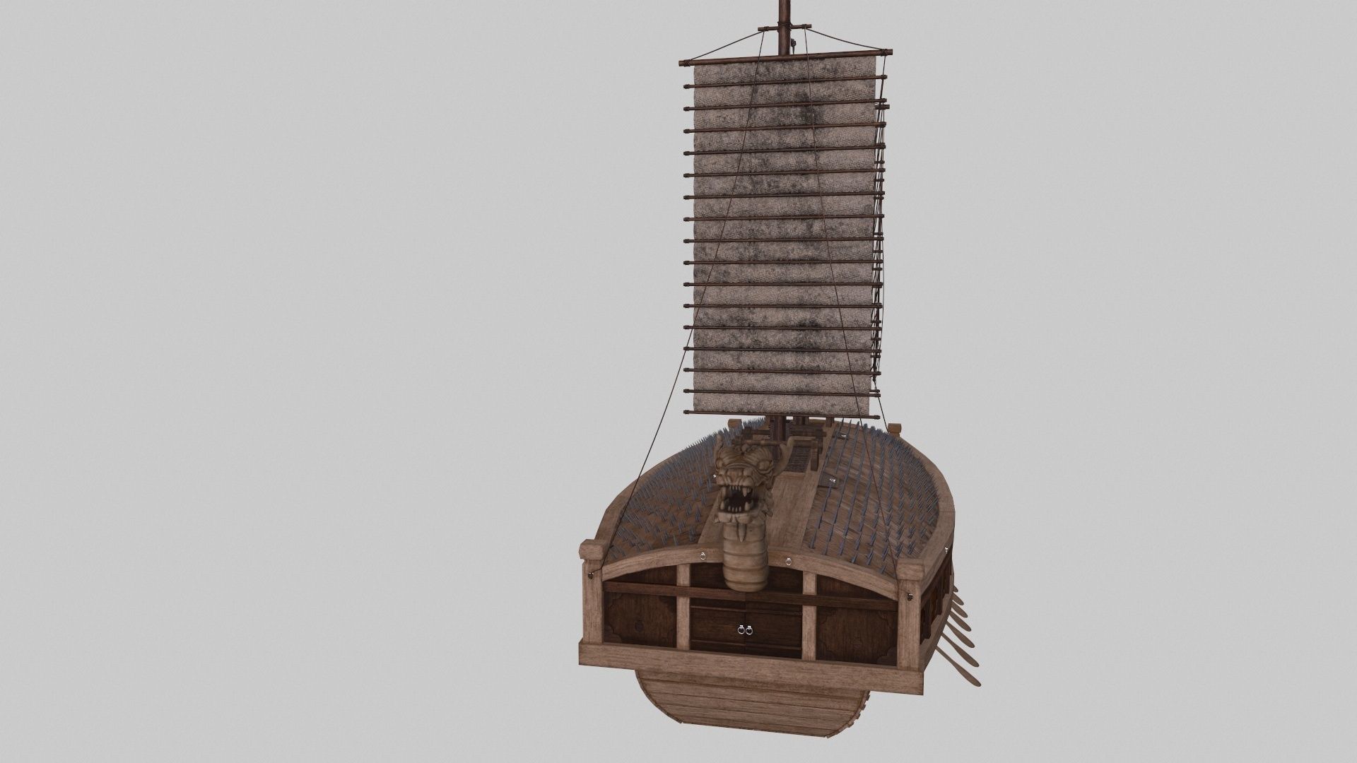 Ancient Korean turtle boat in Jinhae 3D model_4