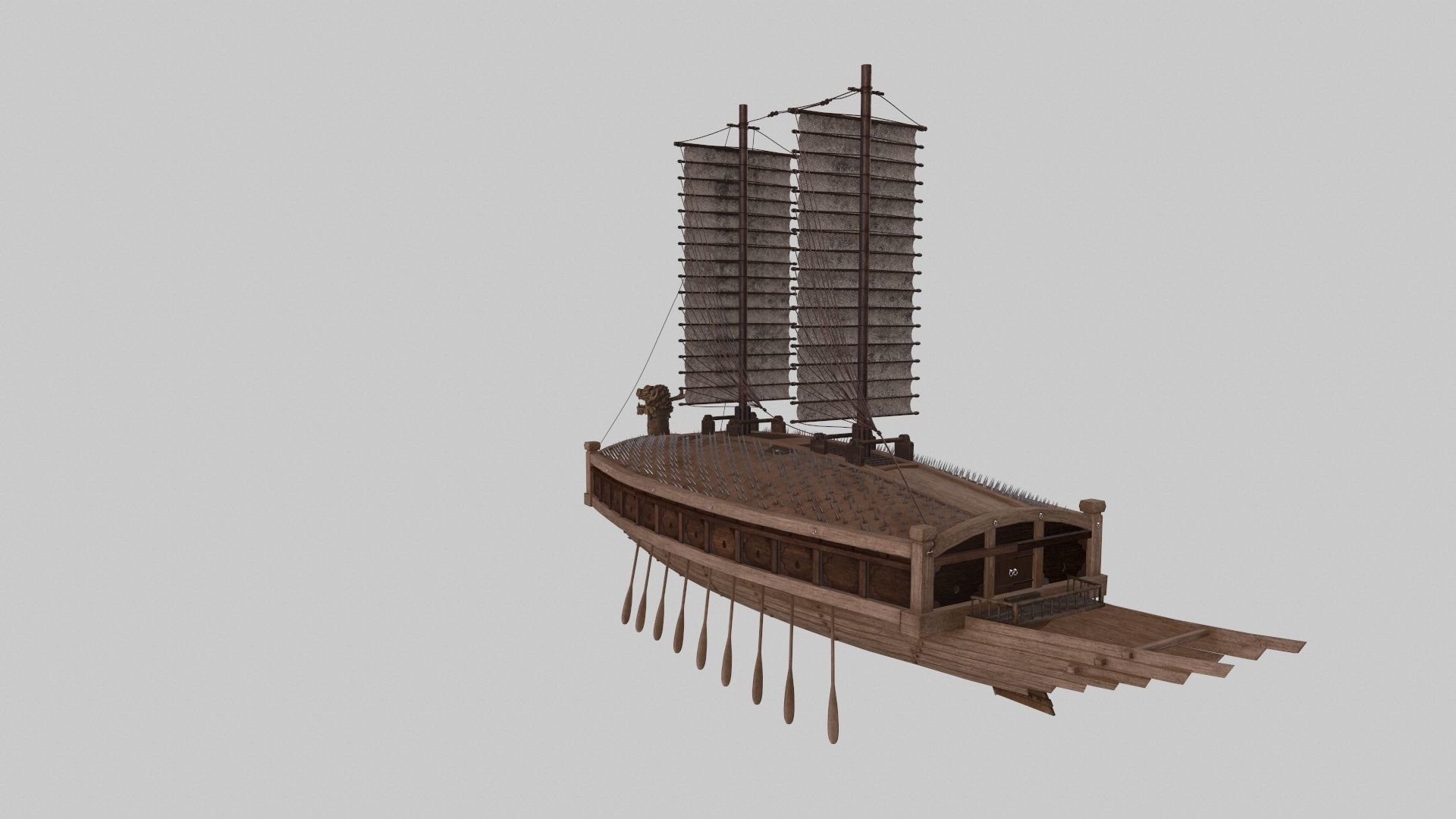 Ancient Korean turtle boat in Jinhae 3D model_7