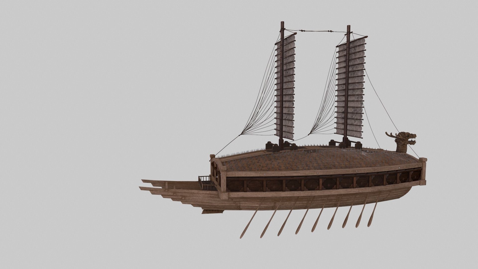 Ancient Korean turtle boat in Jinhae 3D model_6