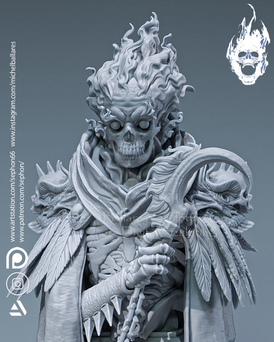 GHOST RIDER ALTERNATIVE HERO BUST BY CREATIVEGEEK MB 3D print model_4