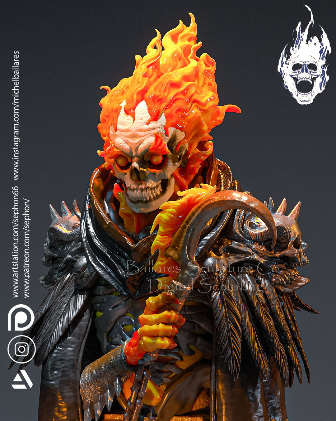 GHOST RIDER ALTERNATIVE HERO BUST BY CREATIVEGEEK MB 3D print model_2