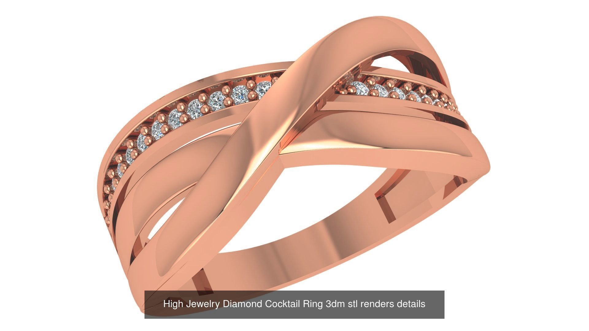 60 High Jewelry Diamond Cocktail Ring 3dm stl renders details  3D Model Collection_3