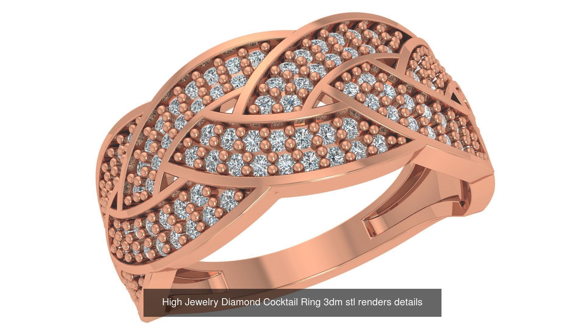 60 High Jewelry Diamond Cocktail Ring 3dm stl renders details  3D Model Collection_50