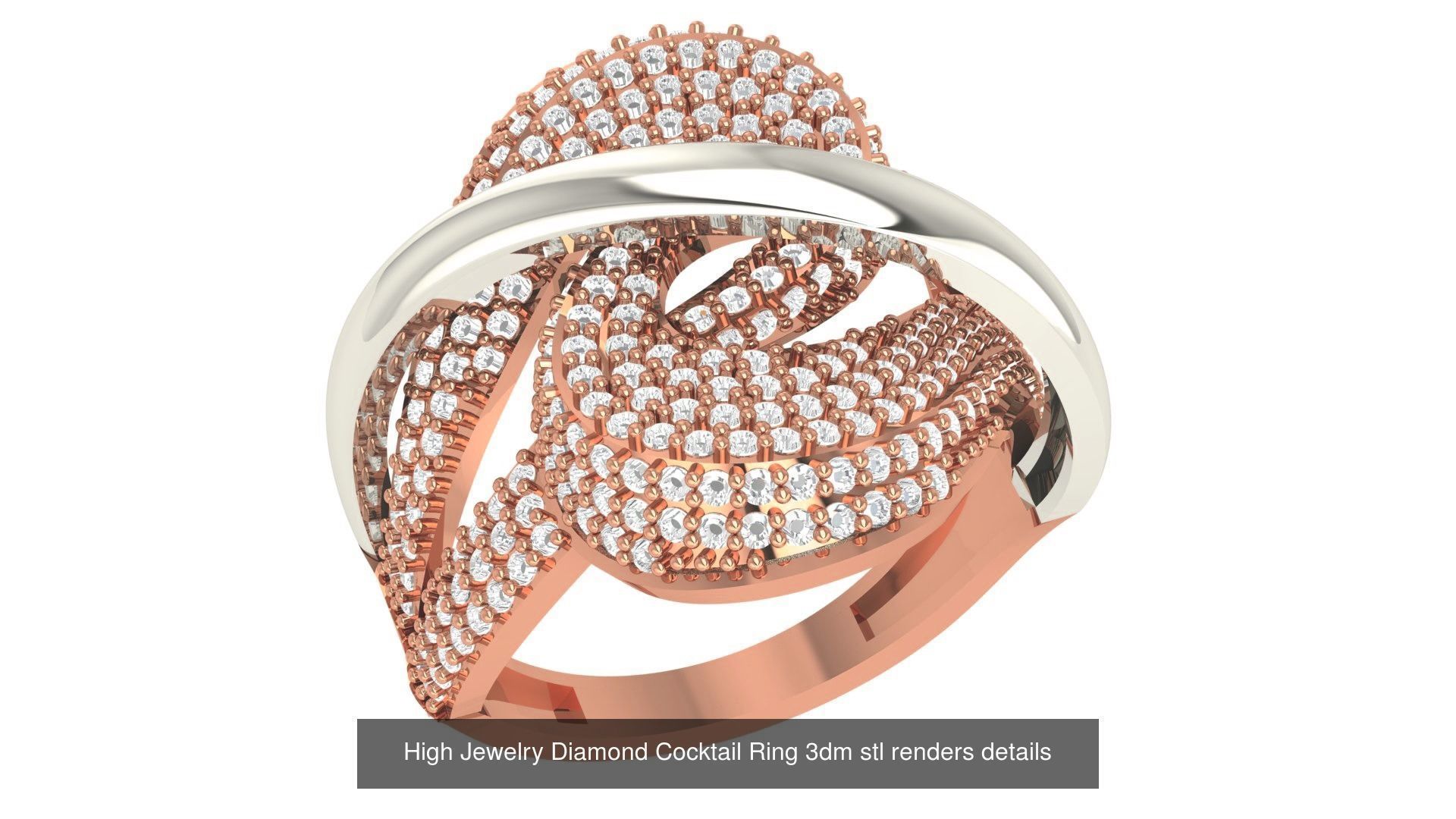 60 High Jewelry Diamond Cocktail Ring 3dm stl renders details  3D Model Collection_18