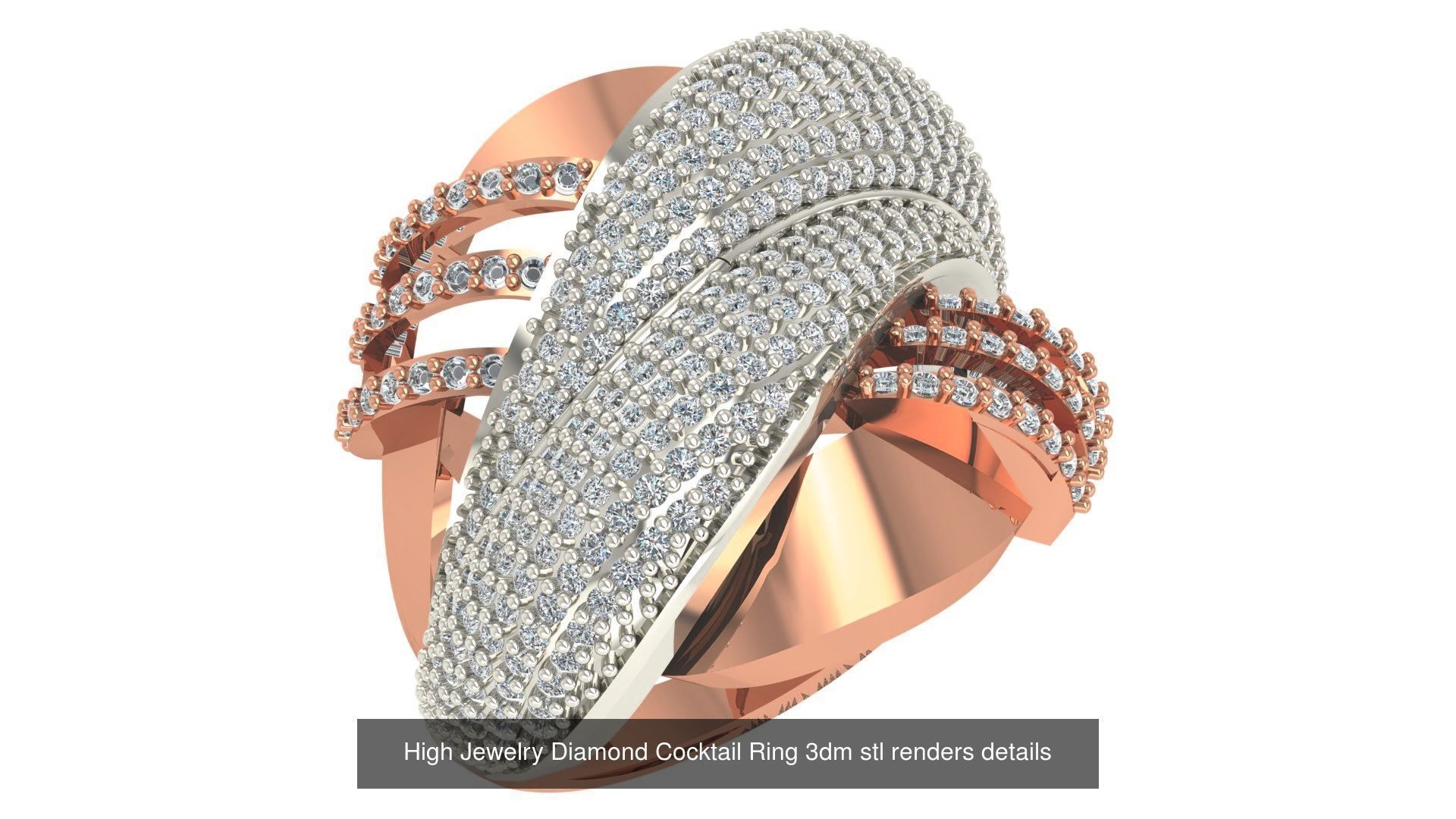 60 High Jewelry Diamond Cocktail Ring 3dm stl renders details  3D Model Collection_20