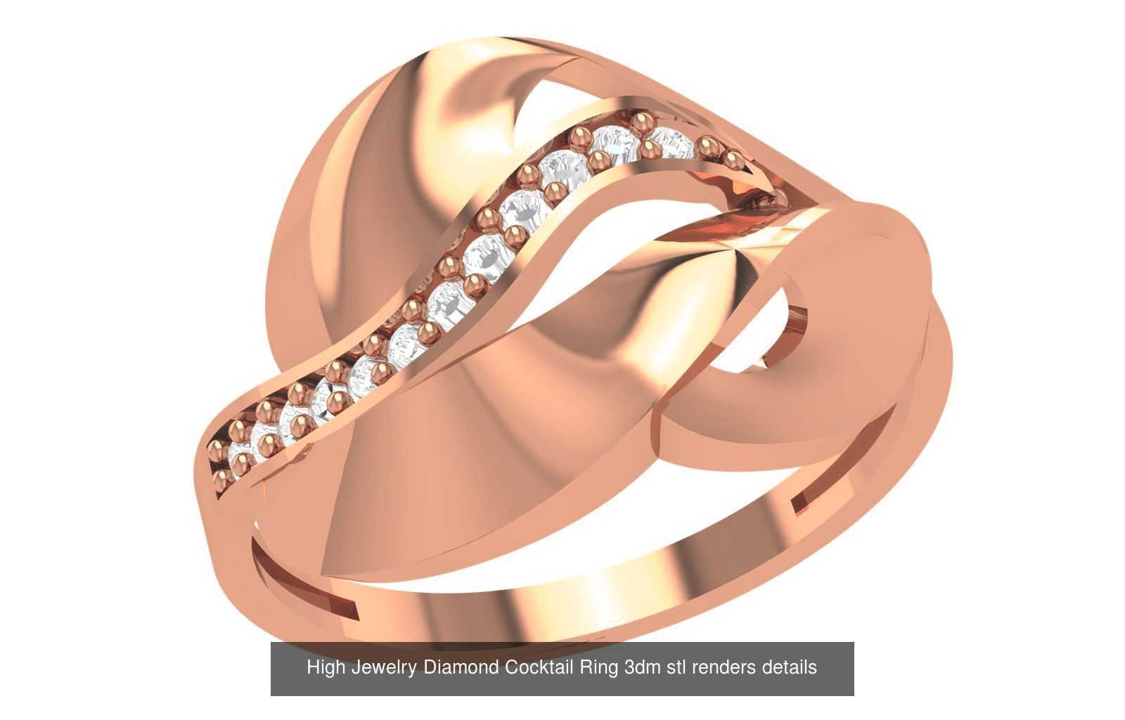 60 High Jewelry Diamond Cocktail Ring 3dm stl renders details  3D Model Collection_37