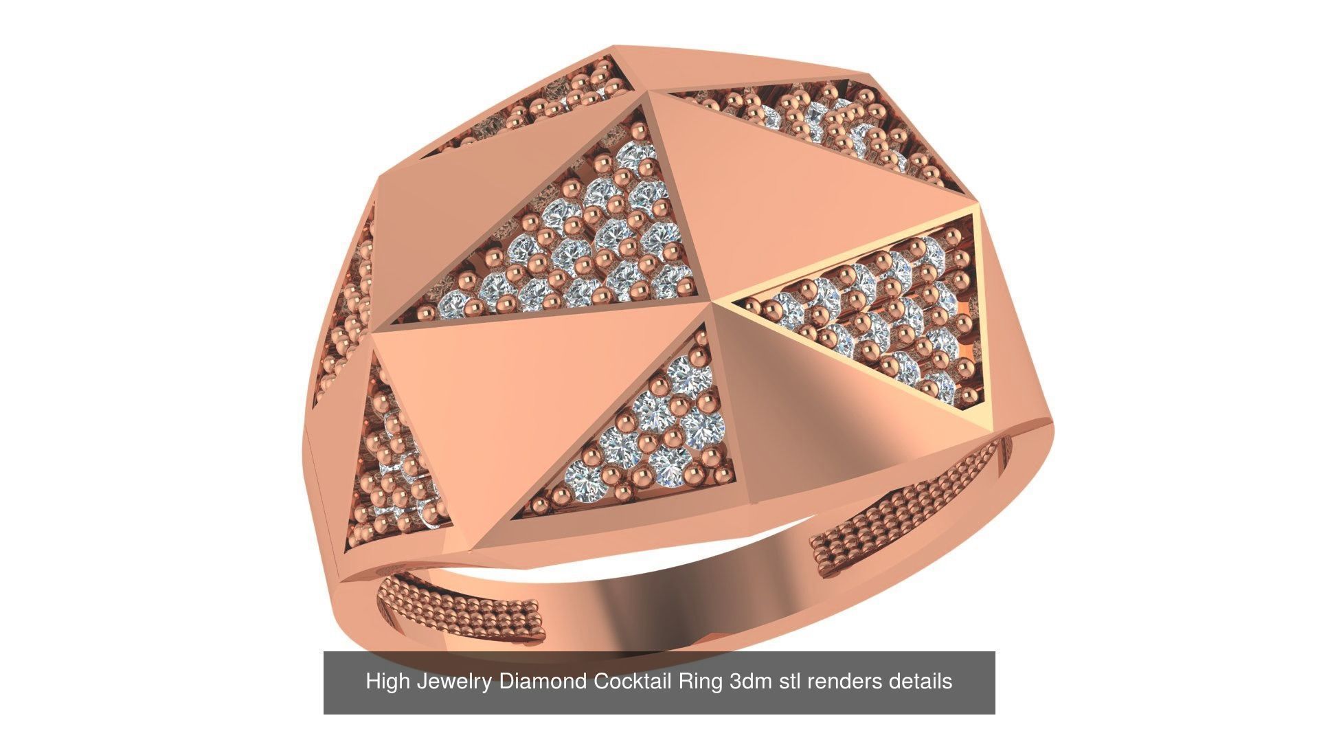 60 High Jewelry Diamond Cocktail Ring 3dm stl renders details  3D Model Collection_43