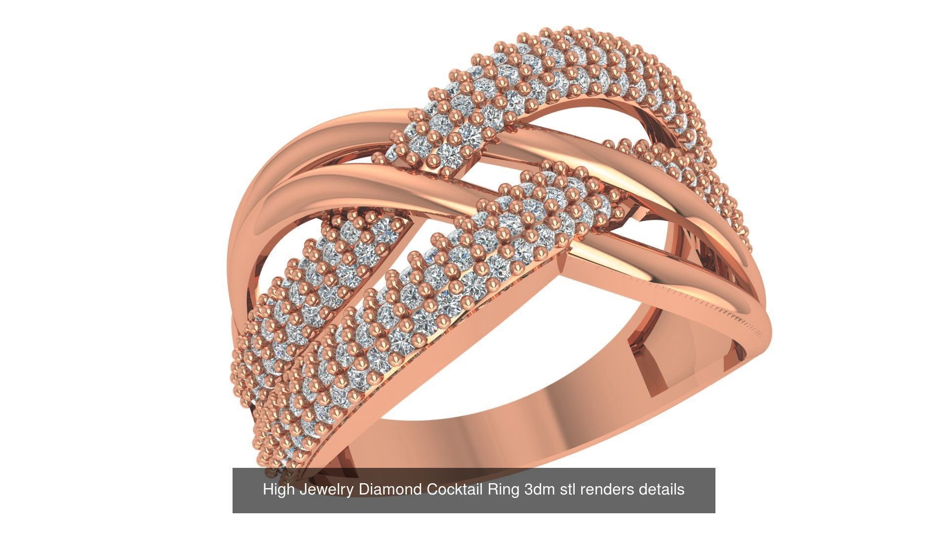 60 High Jewelry Diamond Cocktail Ring 3dm stl renders details  3D Model Collection_55
