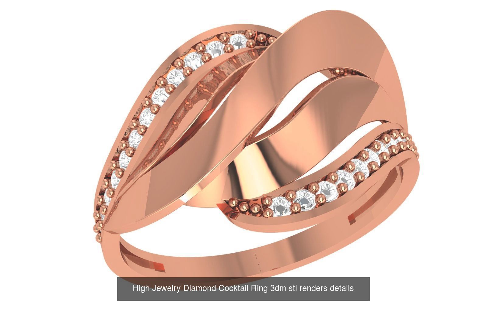 60 High Jewelry Diamond Cocktail Ring 3dm stl renders details  3D Model Collection_35