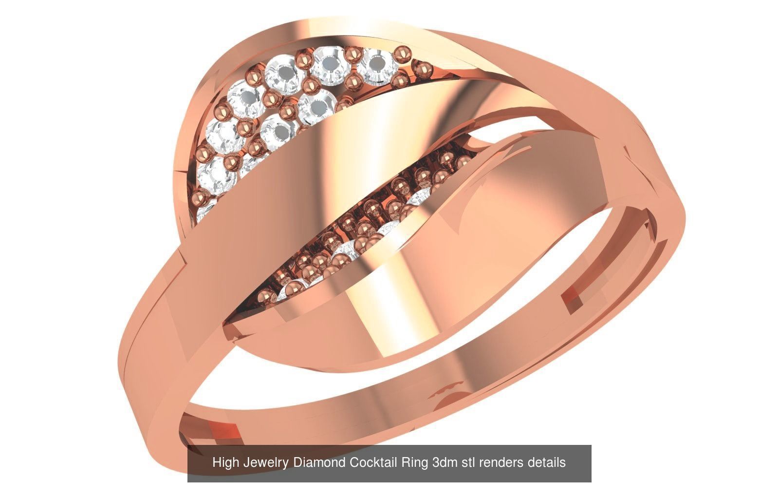 60 High Jewelry Diamond Cocktail Ring 3dm stl renders details  3D Model Collection_40