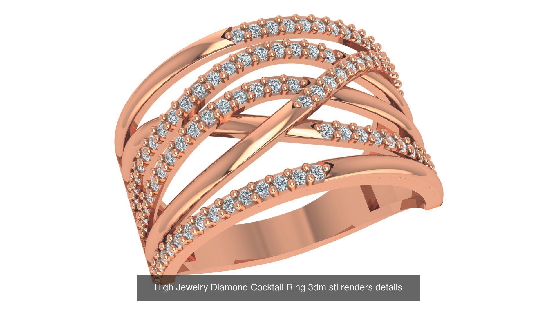 60 High Jewelry Diamond Cocktail Ring 3dm stl renders details  3D Model Collection_54