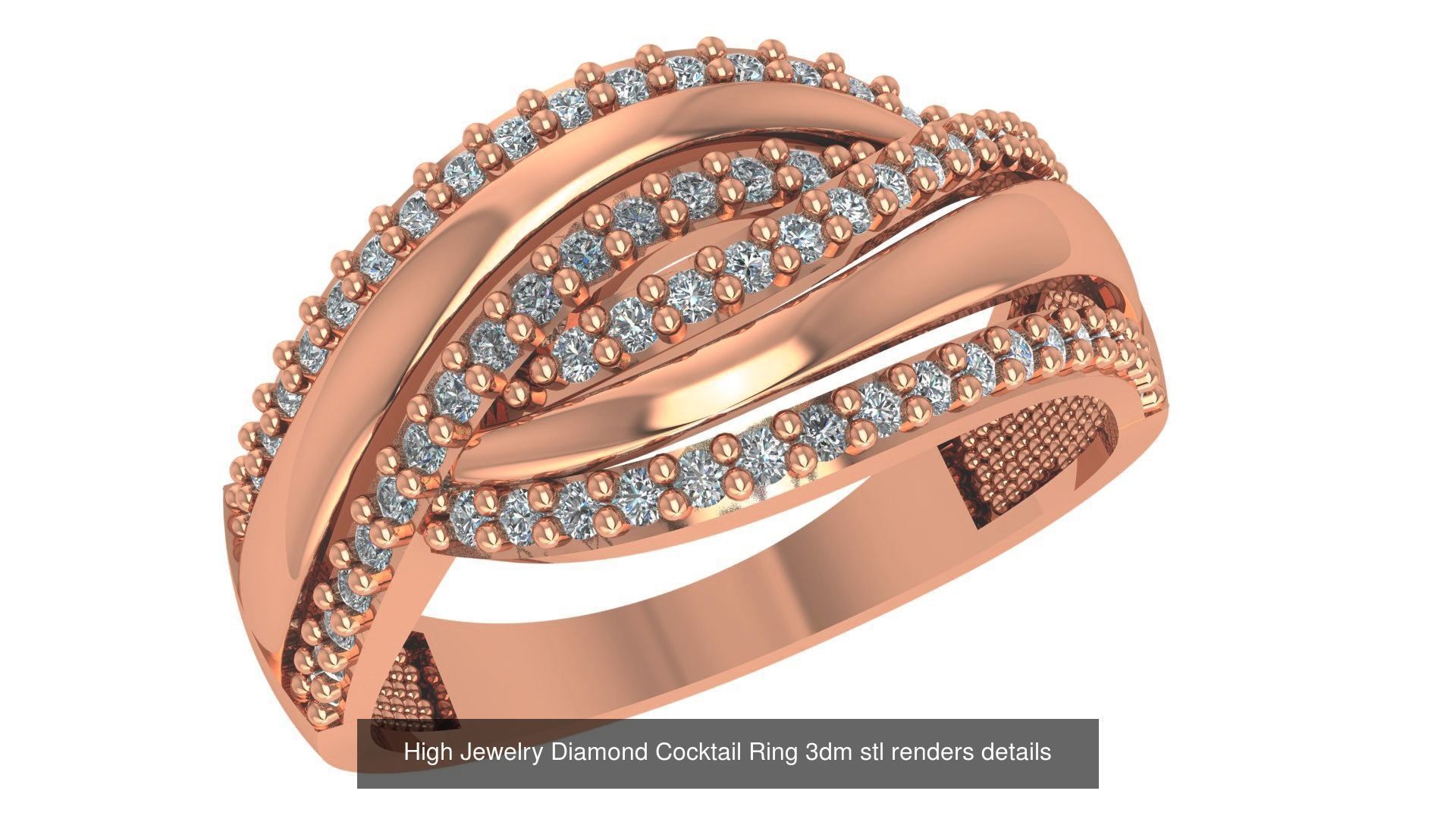 60 High Jewelry Diamond Cocktail Ring 3dm stl renders details  3D Model Collection_47