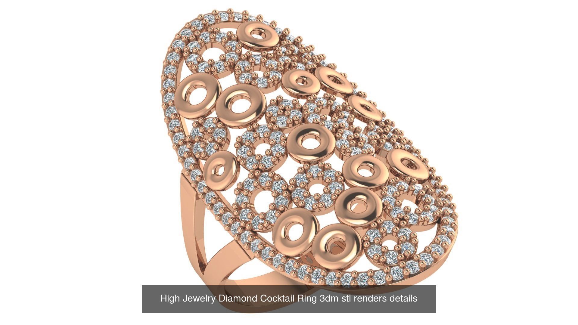 60 High Jewelry Diamond Cocktail Ring 3dm stl renders details  3D Model Collection_42