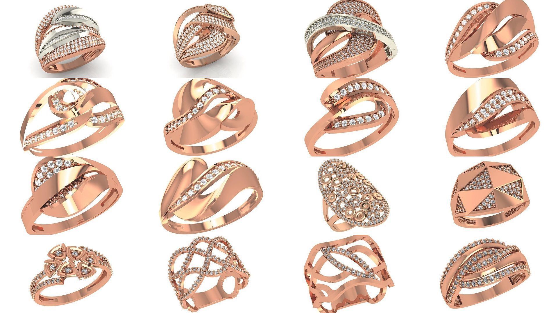 60 High Jewelry Diamond Cocktail Ring 3dm stl renders details  3D Model Collection_1