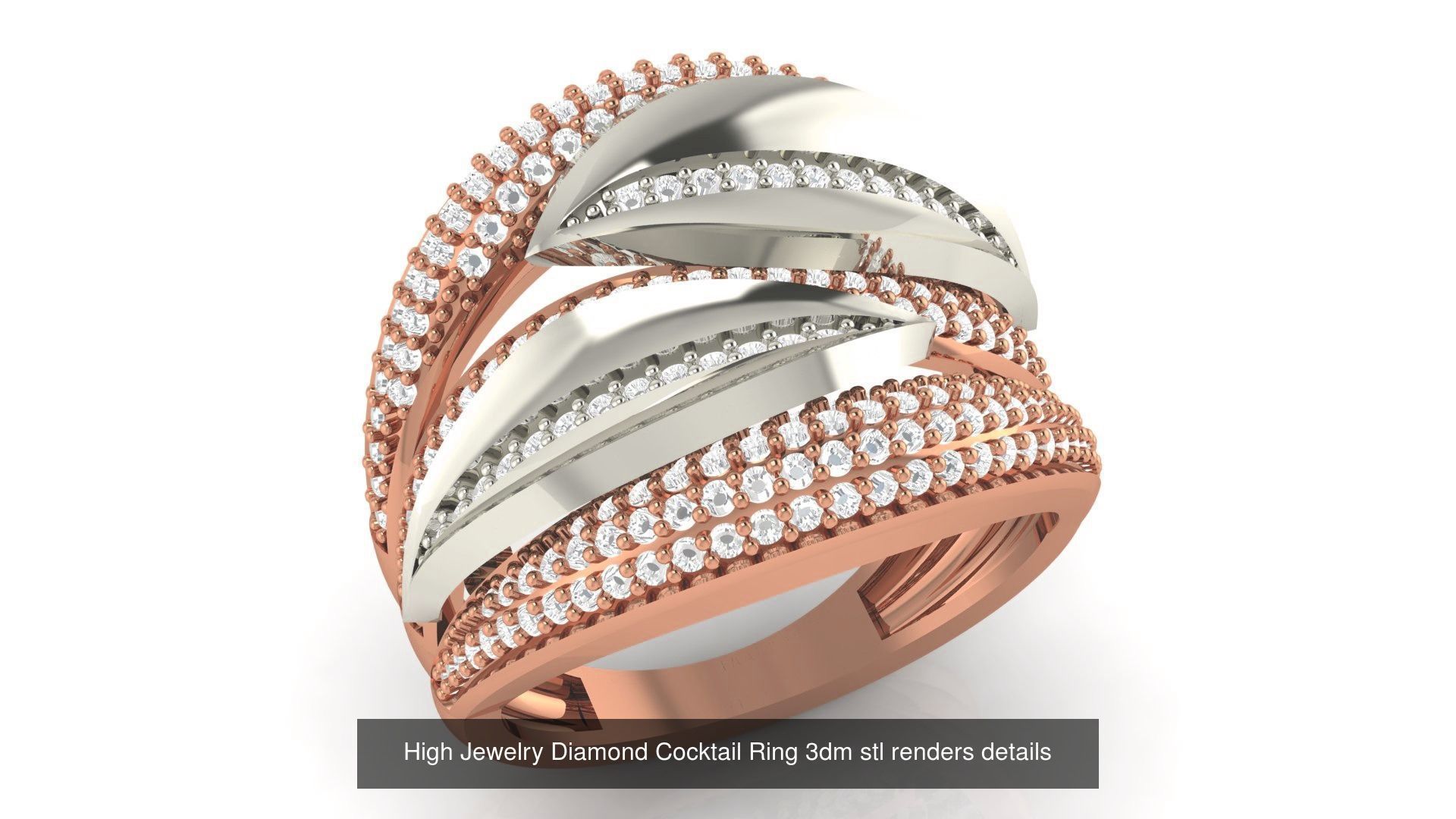 60 High Jewelry Diamond Cocktail Ring 3dm stl renders details  3D Model Collection_32