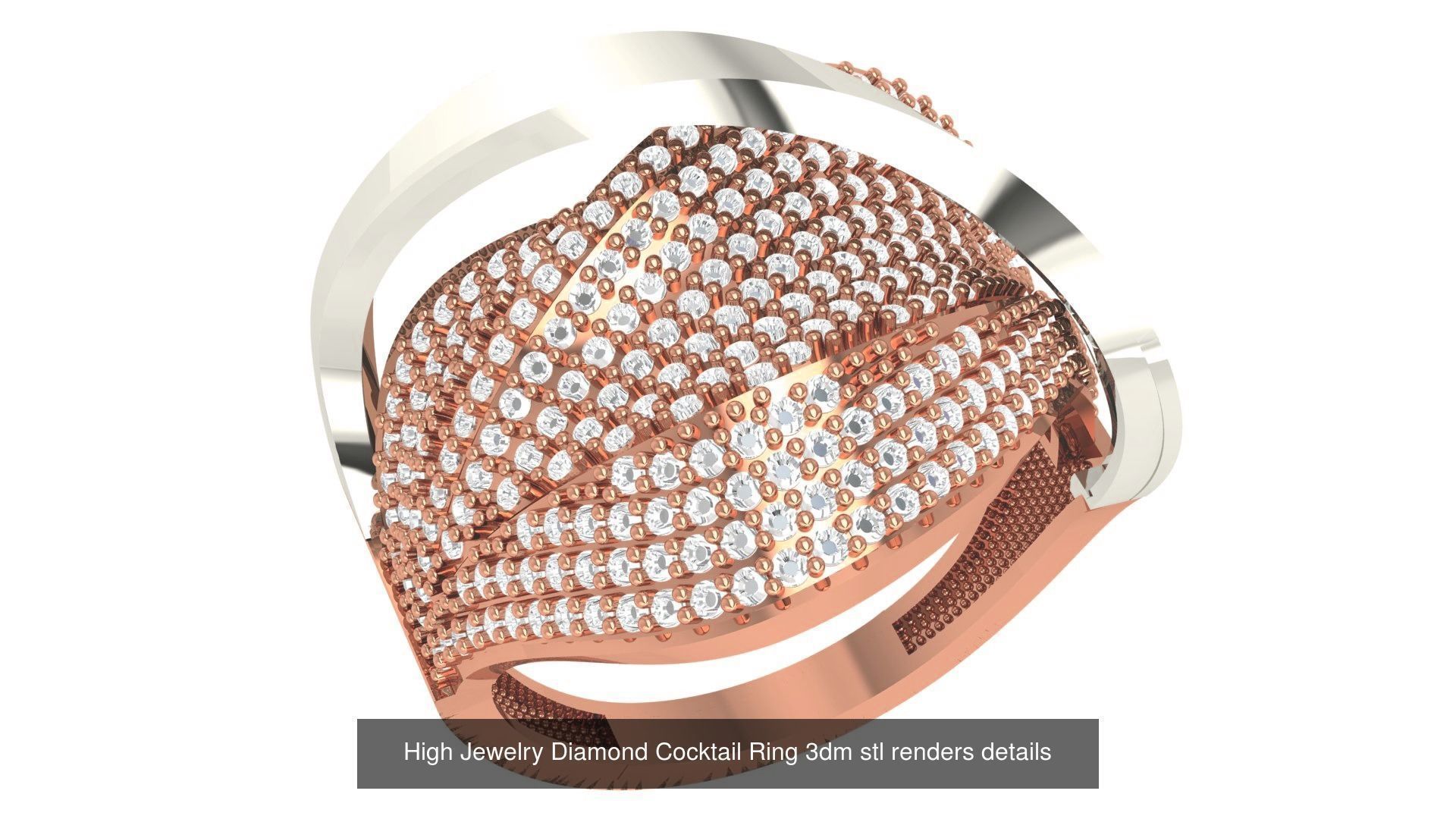 60 High Jewelry Diamond Cocktail Ring 3dm stl renders details  3D Model Collection_15
