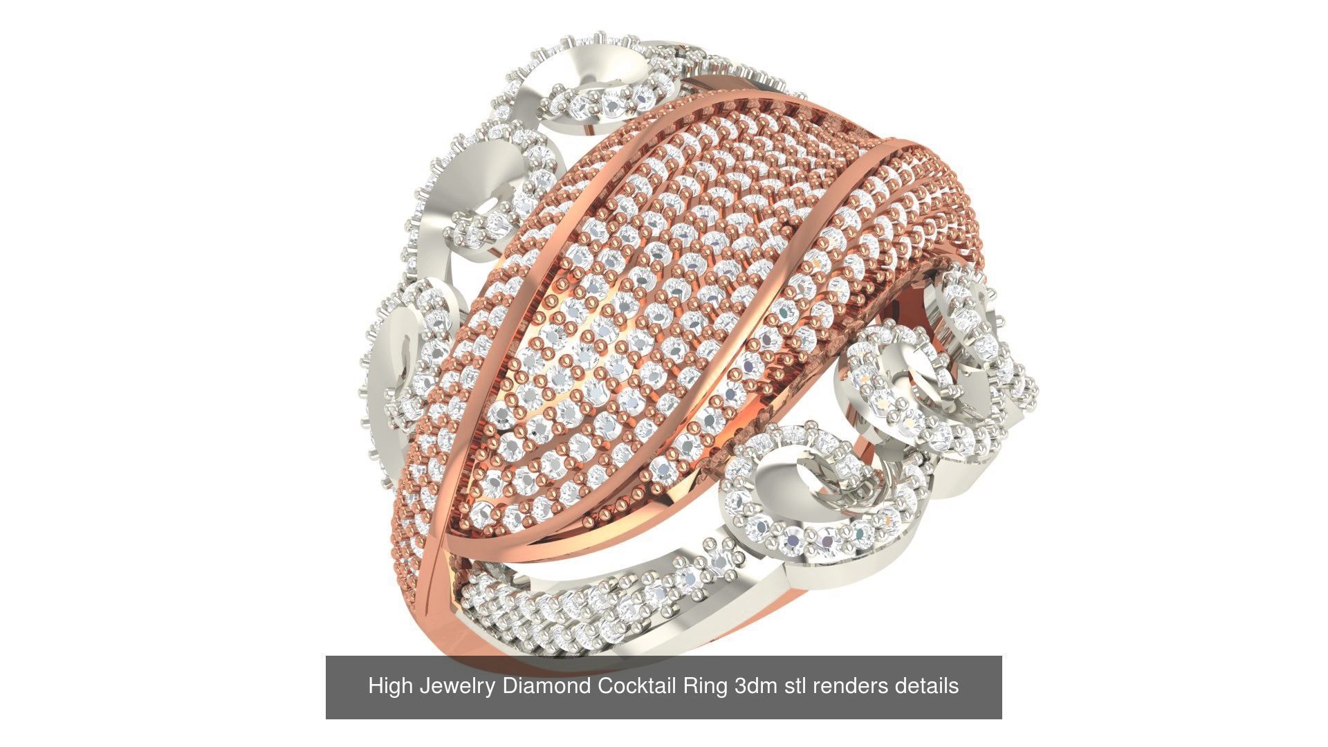 60 High Jewelry Diamond Cocktail Ring 3dm stl renders details  3D Model Collection_22