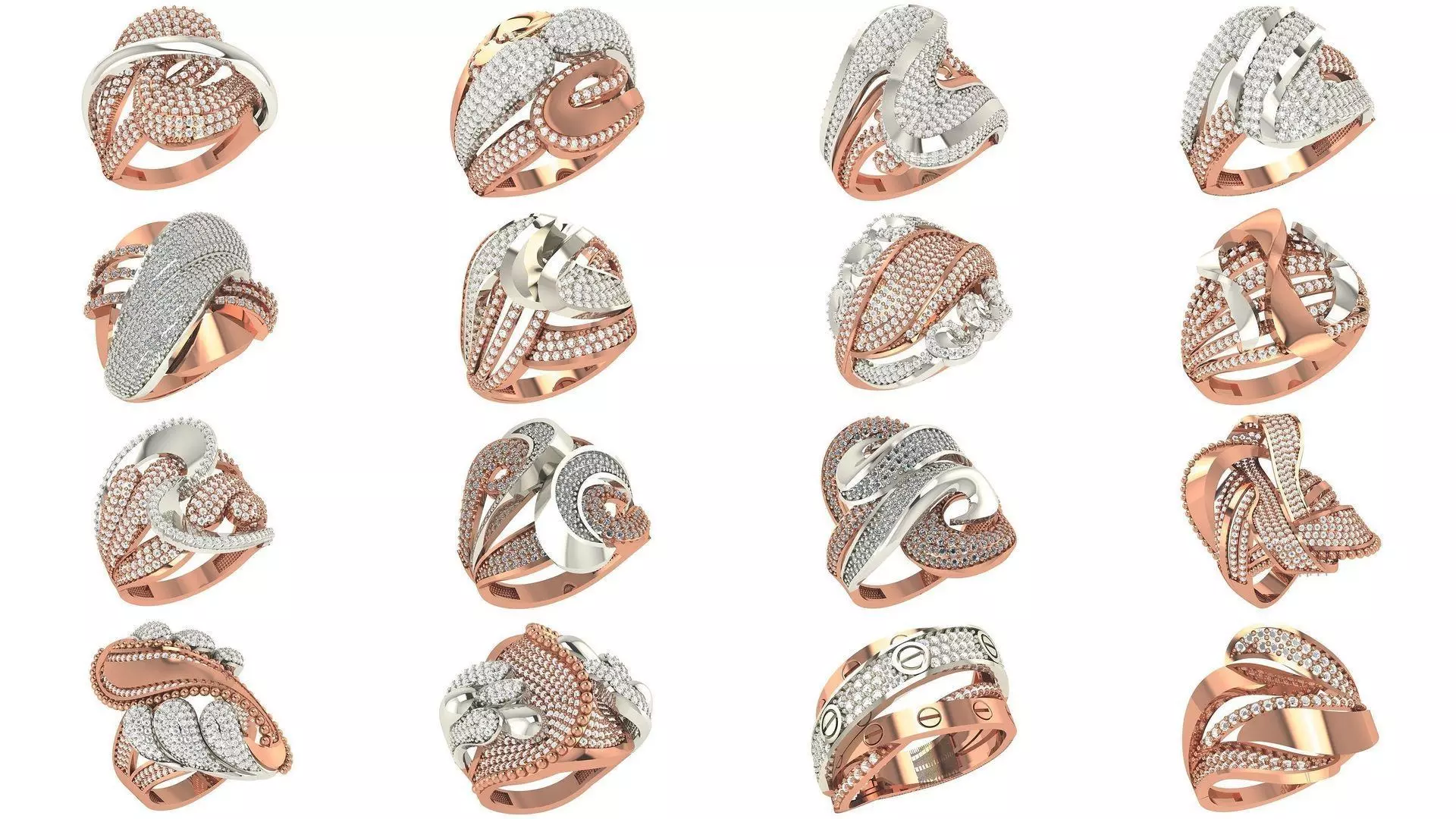 60 High Jewelry Diamond Cocktail Ring 3dm stl renders details  3D Model Collection_0