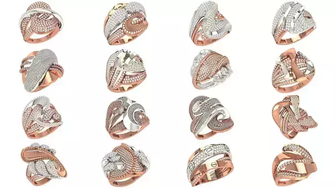 60 High Jewelry Diamond Cocktail Ring 3dm stl renders details  3D Model Collection