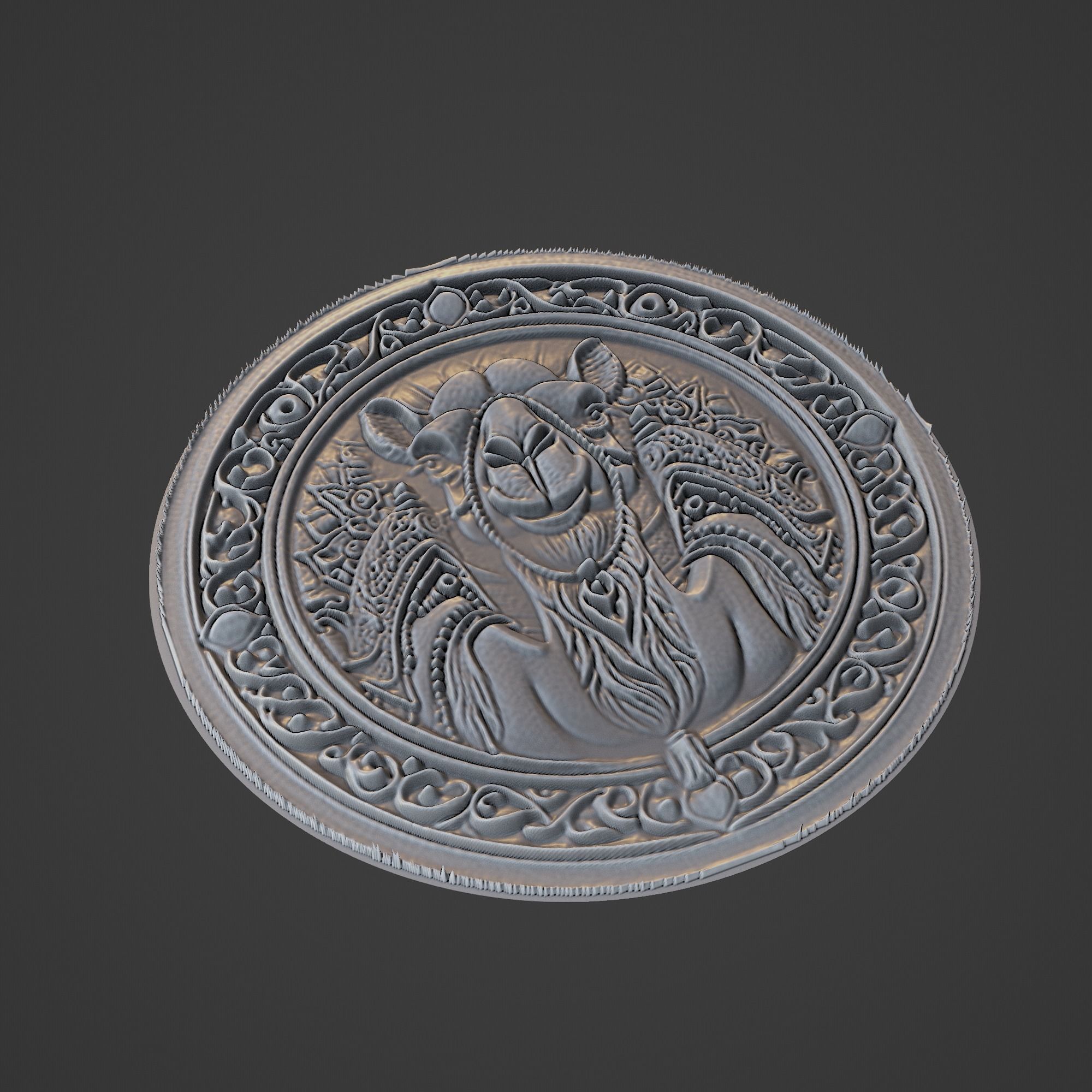Camel Animal Medallion 3D print model_1