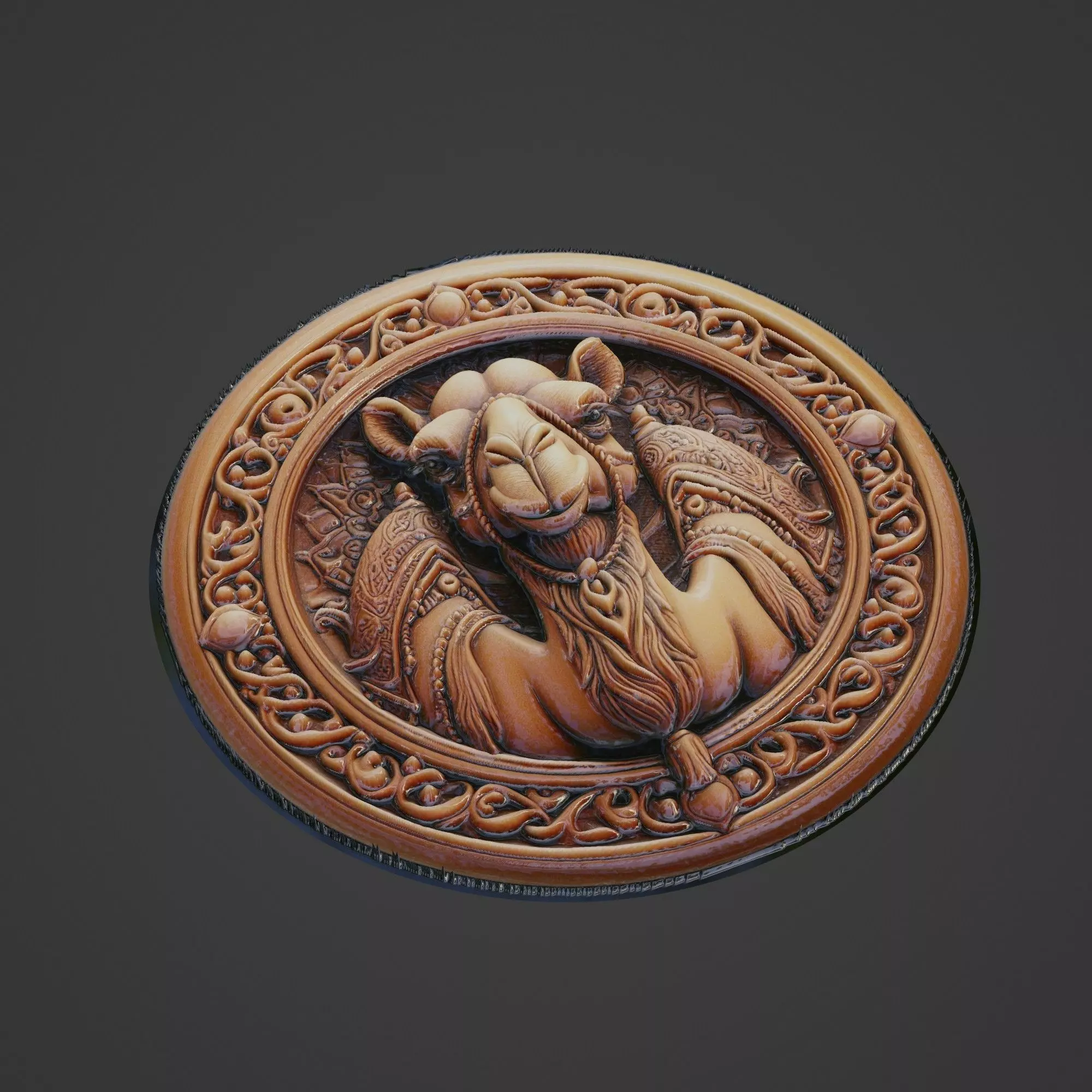 Camel Animal Medallion 3D print model_0