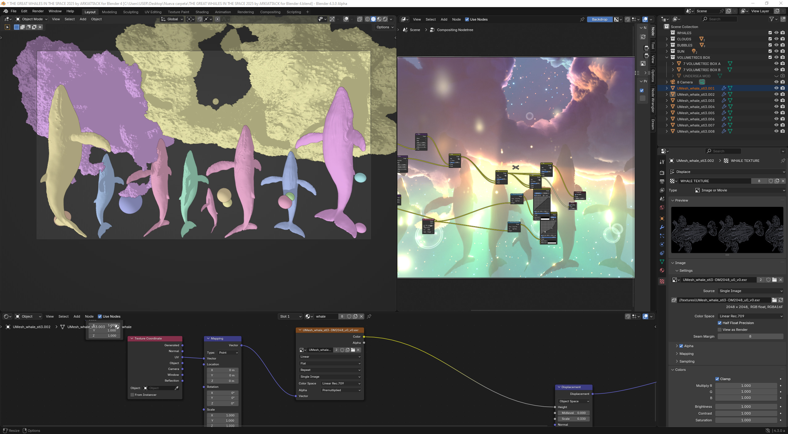 Dreamlike Whale Sky - Fantasy 3D Render and Model 3D model_2